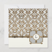 Filigree d'or, gris - Faire-part de mariage (Dos)