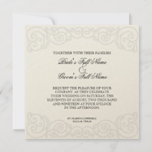 Filigree d'or, gris - Faire-part de mariage