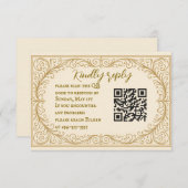 Filigree Fleur QR Code Wedding RSVP Card (Voorkant / Achterkant)