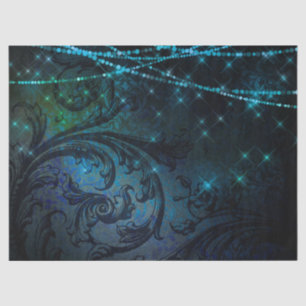 Filigree Flowers en Lichten op Donkere ontkoppelin Tissuepapier