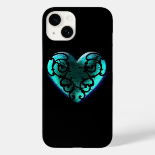 Filigree Gothic Ice Blue Heart Case-Mate iPhone 14 Hoesje