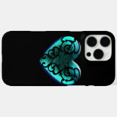 Filigree Gothic Ice Blue Heart Case-Mate iPhone Case (Achterkant (horizontaal))