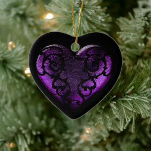 Filigree Gothic Paars Heart Keramisch Ornament