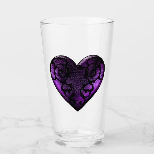 Filigree Gothic Paarse hart glas Cup (Voorkant)