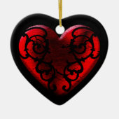 Filigree Gothic Red Heart Keramisch Ornament (Voorkant)