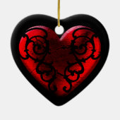 Filigree Gothic Red Heart Keramisch Ornament (Achterkant)