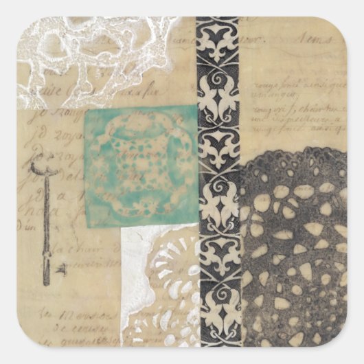 Filigree & Key II Vierkante Sticker (Voorkant)