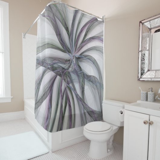 Filigree Motions Modern Abstract Swinging Fractal Douchegordijn (In situ)