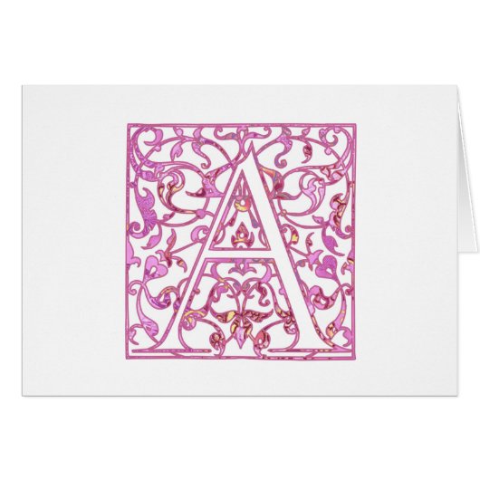 Filigree Pink A Monogram (Voorkant Horizontaal)