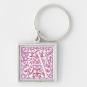 Filigree Pink A Monogram Sleutelhanger (Voorkant)