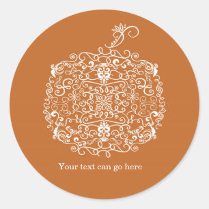 Filigree Pumpkin Elegant Autumn Herfst Favor Stick Ronde Sticker