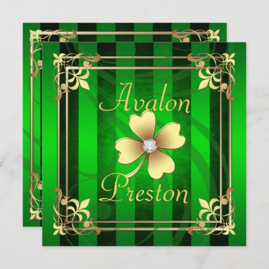Filigree St Patrick's Day Wedding Invitation Kaart (Voorkant / Achterkant)