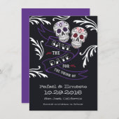 Filigree Sugar Skull Banner Sla de datum op 4.5x6. Save The Date (Voorkant / Achterkant)