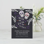 Filigree Sugar Skull Banner Sla de datum op 4.5x6. Save The Date (Staand voorkant)