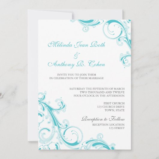 Filigree Swirl Blue Curacao Kaart (Voorkant)