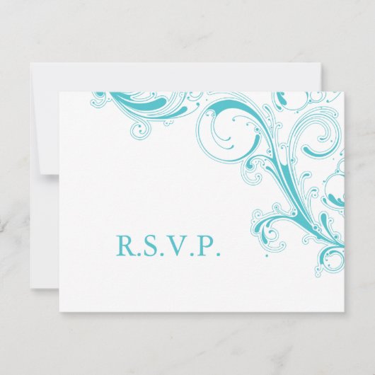 Filigree Swirl Blue Curacao RSVP (Devant)