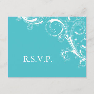 Filigree Swirl Blue Curacao RSVP Kaartje