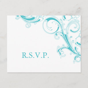 Filigree Swirl Blue Curacao RSVP Kaartje