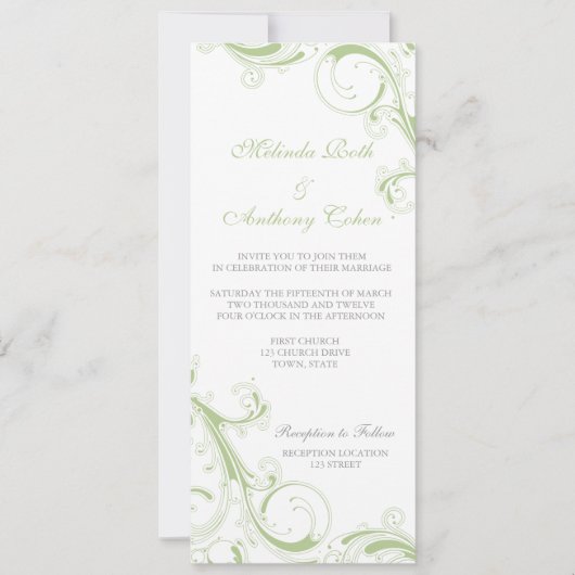 Filigree Swirl Greenery Kaart (Voorkant)
