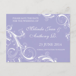 Filigree Swirl Lavender Save the Date Aankondigingskaart