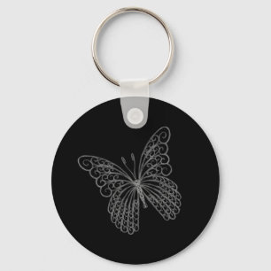 Filigree Vlinder Sleutelhanger in Zwart