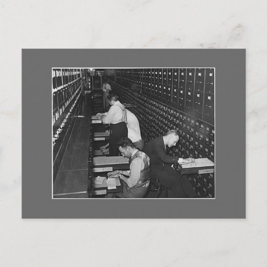 Filing mannen, jaren '30 briefkaart (Voorkant)