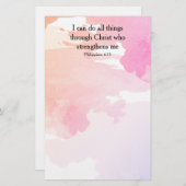 Filipenzen 4:13, bijbelvers briefpapier (Voorkant / Achterkant)