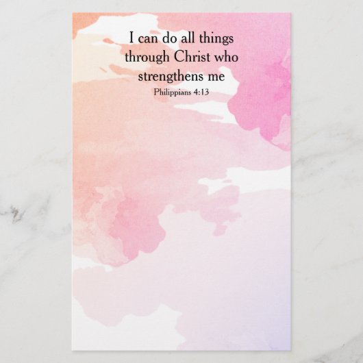 Filipenzen 4:13, bijbelvers briefpapier (Voorkant)