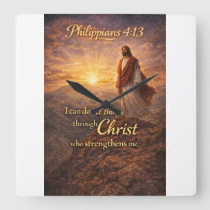 Filipenzen 4:13 Christelijk vierkant wandklok Vierkante Klok