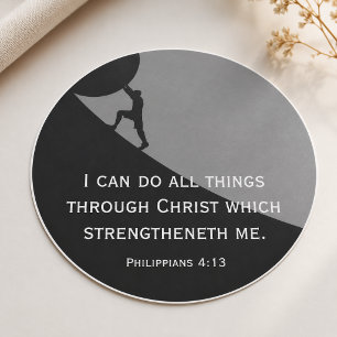 Filipenzen 4:13 KJV Bijbelvers Reusachtige Steen Ronde Sticker