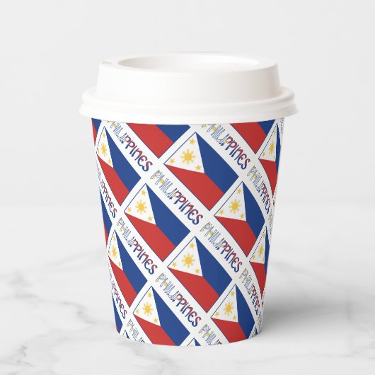 Filipijnen en Filippijnse vlag met Jouw naam Papieren Bekers (Achterkant)