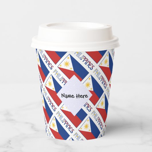 Filipijnen en Filippijnse vlag met Jouw naam Papieren Bekers (Voorkant)