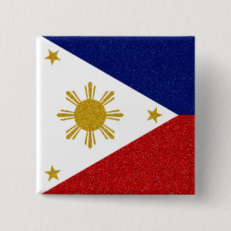 Filipijnen - Glitter Flag Vierkante Button 5,1 Cm