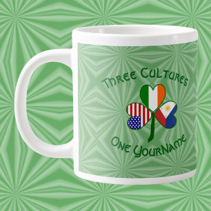 Filipijnen Ierland VS Shamrock Vlag Persoonlijk Extra Grote Beker