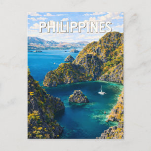 Filipijnen Illustratie Reis Kunst Vintage Briefkaart