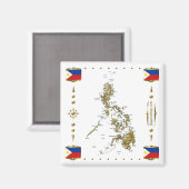 Filipijnen Kaart + Flags Magnet Magneet (Voorkant / Achterkant)
