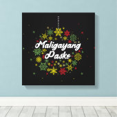 Filipijnen: Kerstmis Maligayang Pasko Snowflakes Canvas Afdruk (Insitu (Houten vloer))