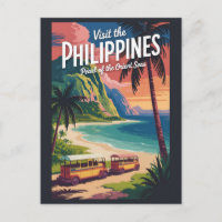 Filipijnen strand illustratie reis kunst vintage