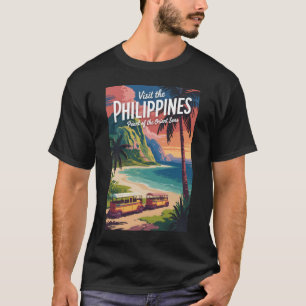 Filipijnen strand illustratie reis kunst vintage t-shirt