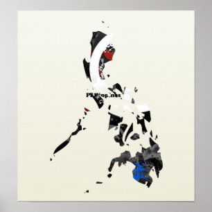 Filipijnen Trendy Peace Sign met Filippijnse kaart Poster