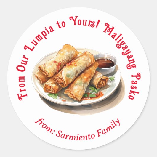 Filipijns Lumpia kerstlabel Ronde Sticker (Voorkant)