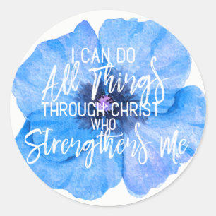 Filipijnse 4:13 prachtig blauw ventilatorontwerp ronde sticker