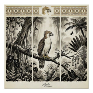 Filipijnse Adelaar Triptiek Wandkunst Perfect Poster