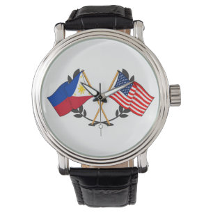 Filipijnse Amerikaanse vlag Filipijns erfgoed Vint Horloge