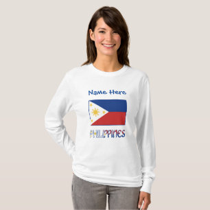 Filipijnse Filipijnse Vlag Blauw Personalisatie T-shirt