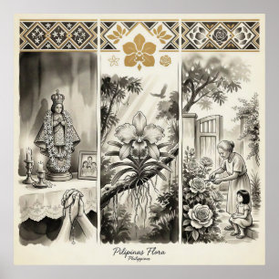 Filipijnse Flora - Sampaguita · Waling-Waling · Ro Poster