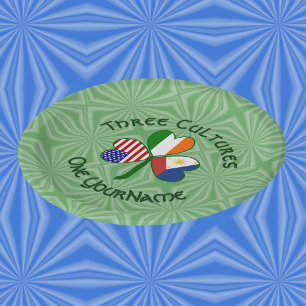 Filipijnse Ierse USA Klaver Vlag Gepersonaliseerd Papieren Bordje