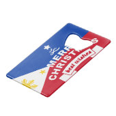 Filipijnse Vlag Kerstmis: Prettig Kerstfeest & Het Kredietkaart Flessenopener (Achterkant Gekanteld)