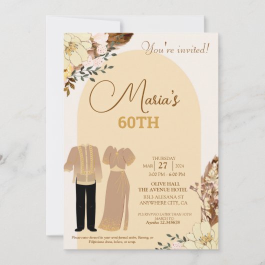 Filipiniana Thème Anniversaire Invitation Filipino (Devant)