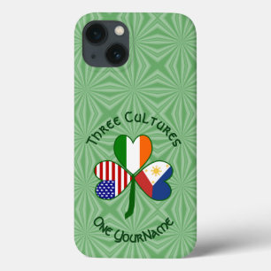 Filipino Irish American Flags Shamrock Personalize iPhone 13 Hoesje